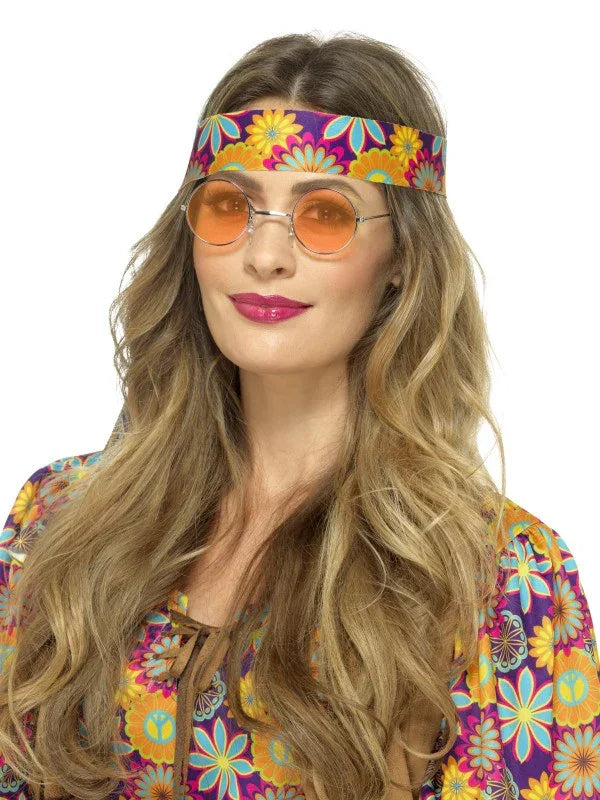 Gafas Redondas de Hippie Naranjas Complementos Hippies Smiffys